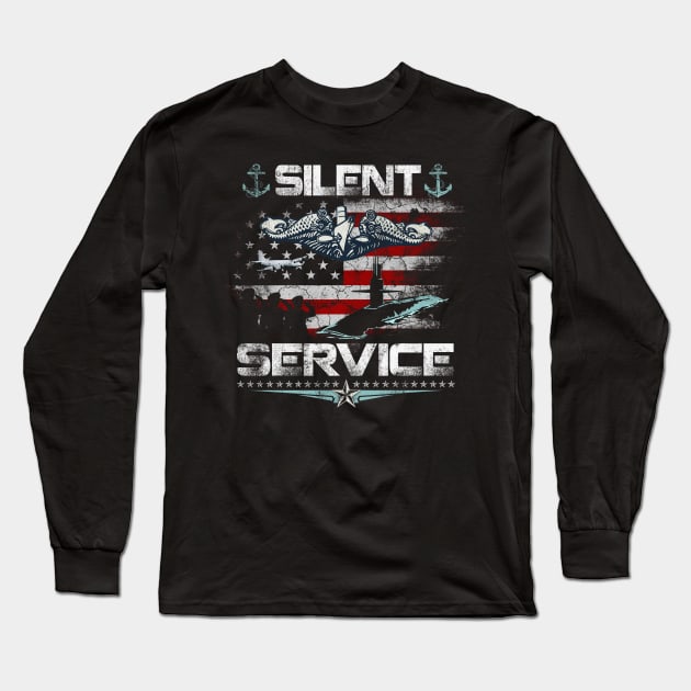 Submarine Veteran Shirt Submariner Silent Service - Gift for Veterans Day 4th of July or Patriotic Memorial Day Long Sleeve T-Shirt by Oscar N Sims